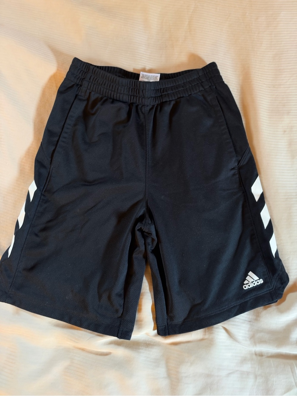 adidas Black Shorts with White Side Chevron Accents
